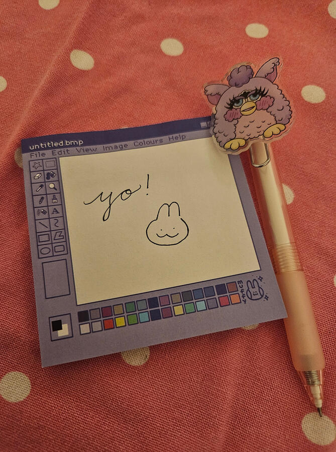 sticky notes and pen